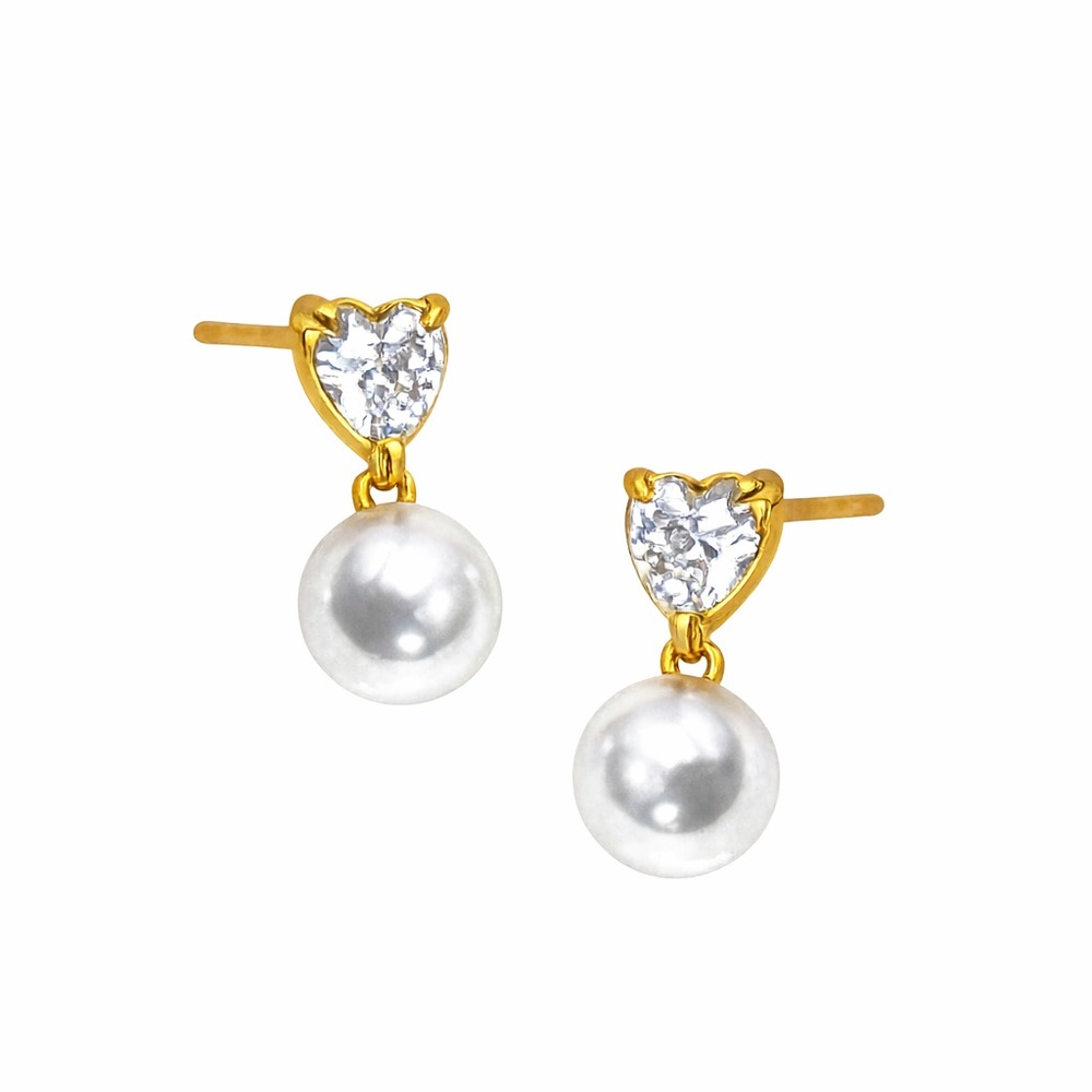 Heart Pearl Earrings (7709)